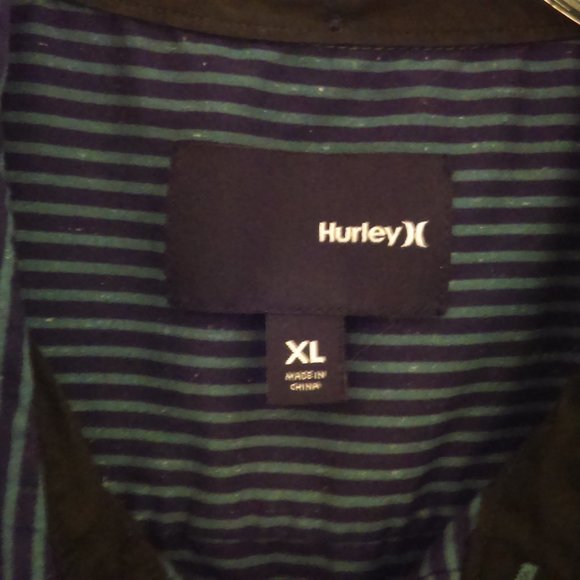 Hurley Men's Blue Striped Casual Button Down Shirt - Picture 2 of 3